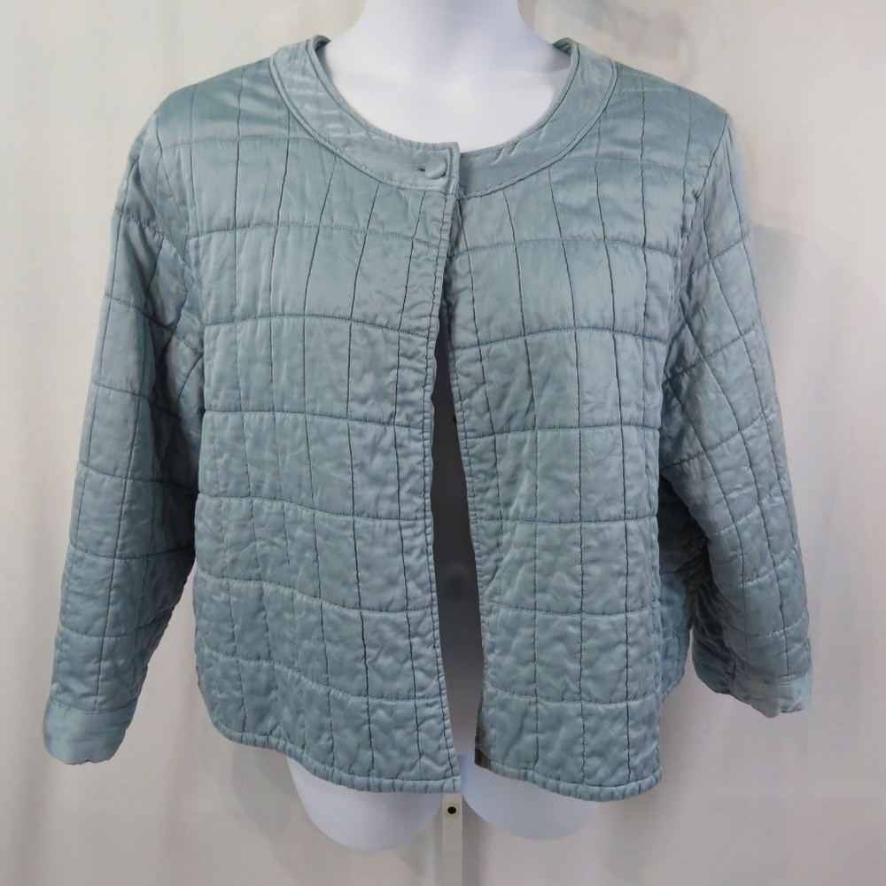 Underwriters Quilted Jacket Gray Blue 100% Silk